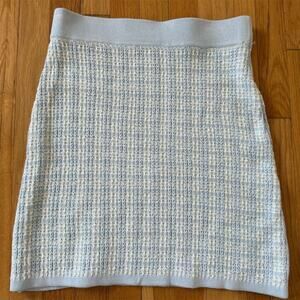 Free Assembly Women's Blue Tweed Mini Sweater Skirt Size M Casual